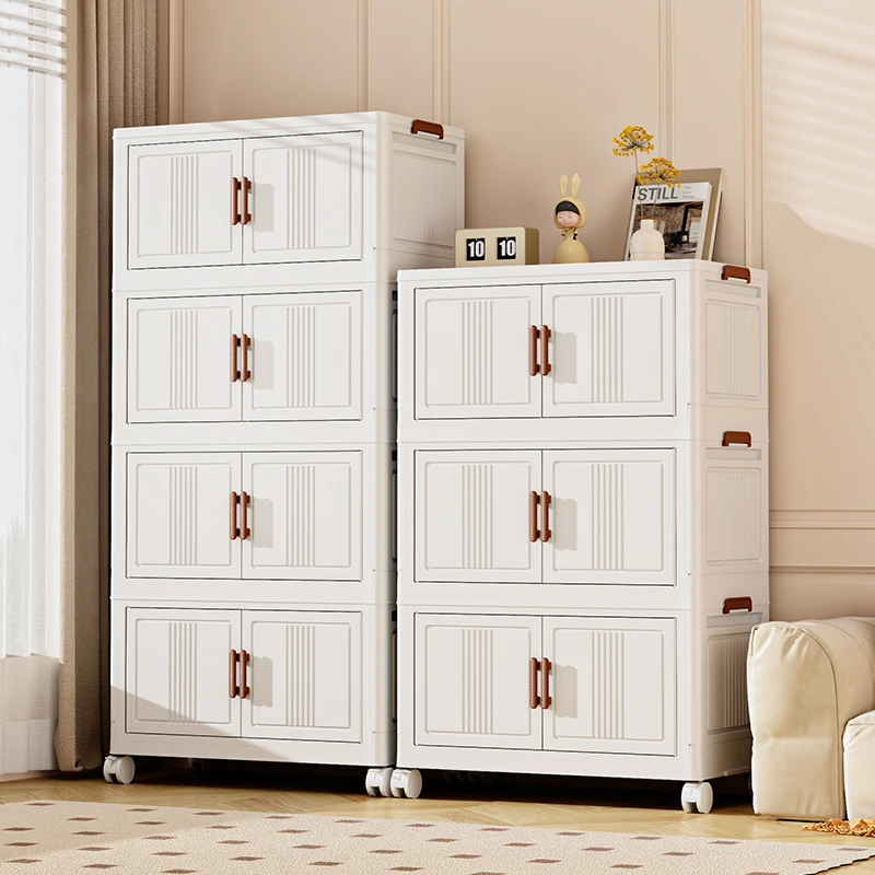 收纳整理箱落地家用玩具杂物收纳柜透明折叠塑料收纳箱衣柜储物柜