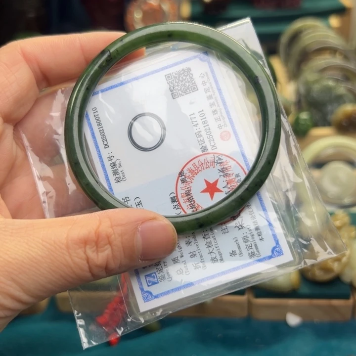 和田玉手镯未镶嵌61圈围D0710