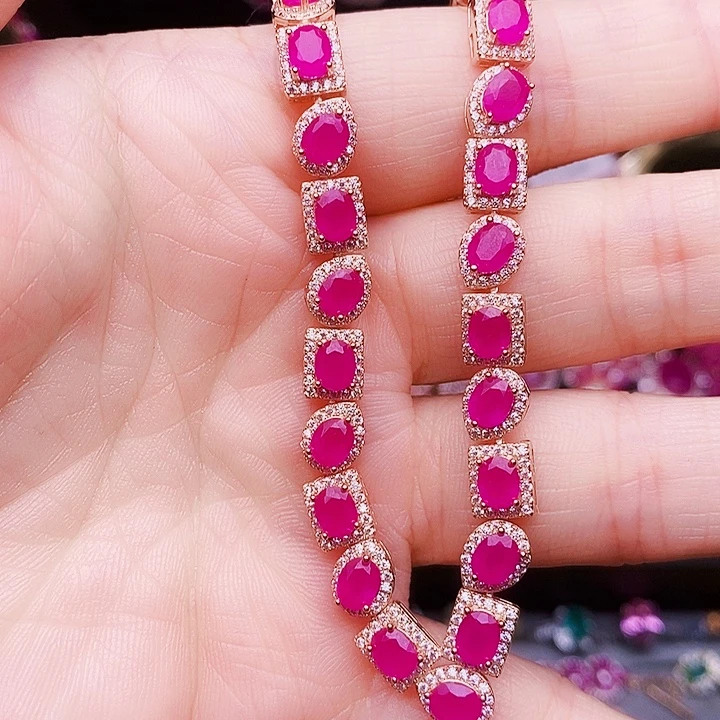 红宝石银S925镶嵌颈饰