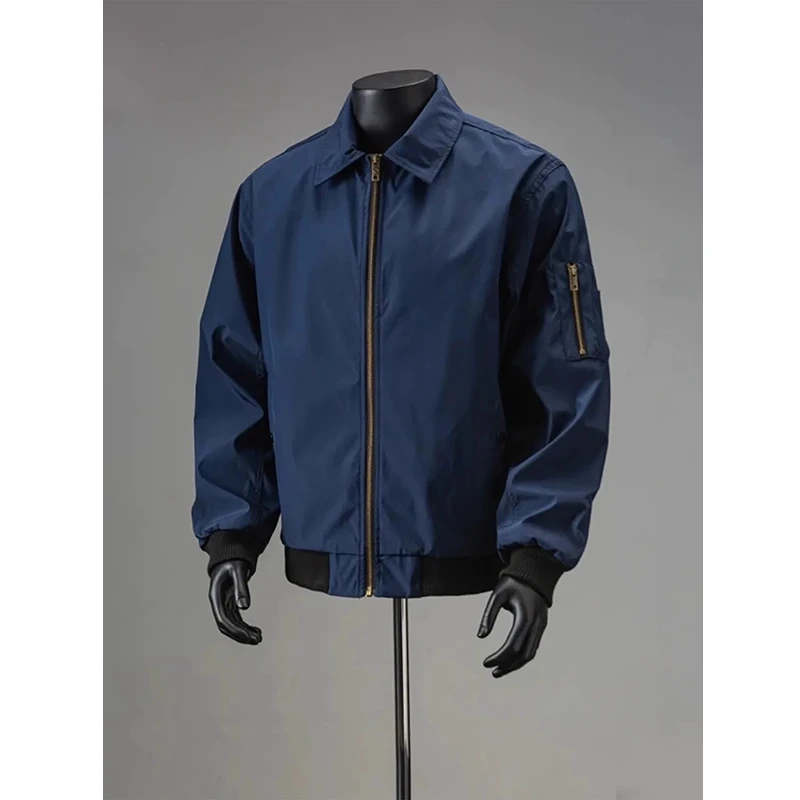 藏青色美式飞行夹克男款夏季薄款防晒工装外套cleanfit短款棒球服