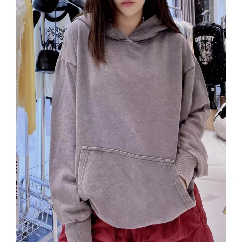 大版【3029米色卫衣帽K猫】2024秋冬新款外搭慵懒风