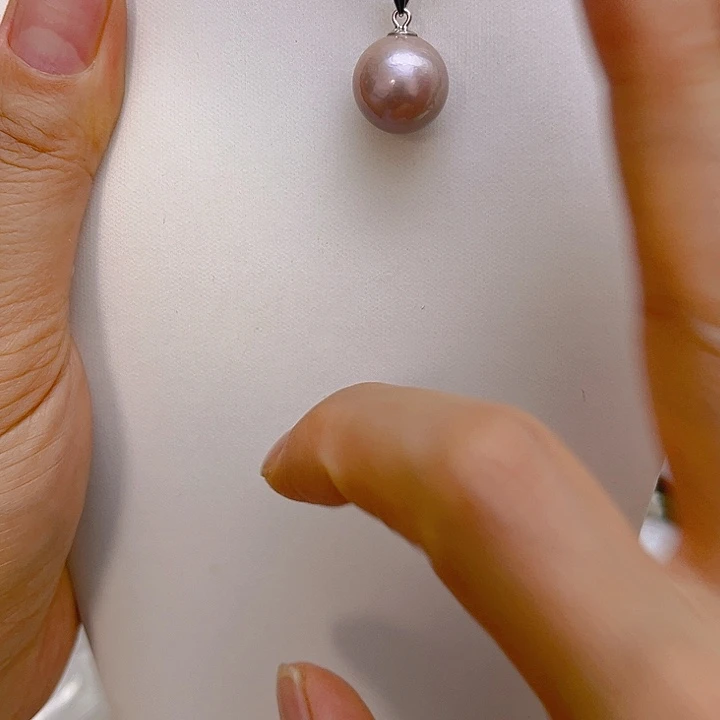 银S925镶嵌淡水珍珠紫珠银色瓜子扣