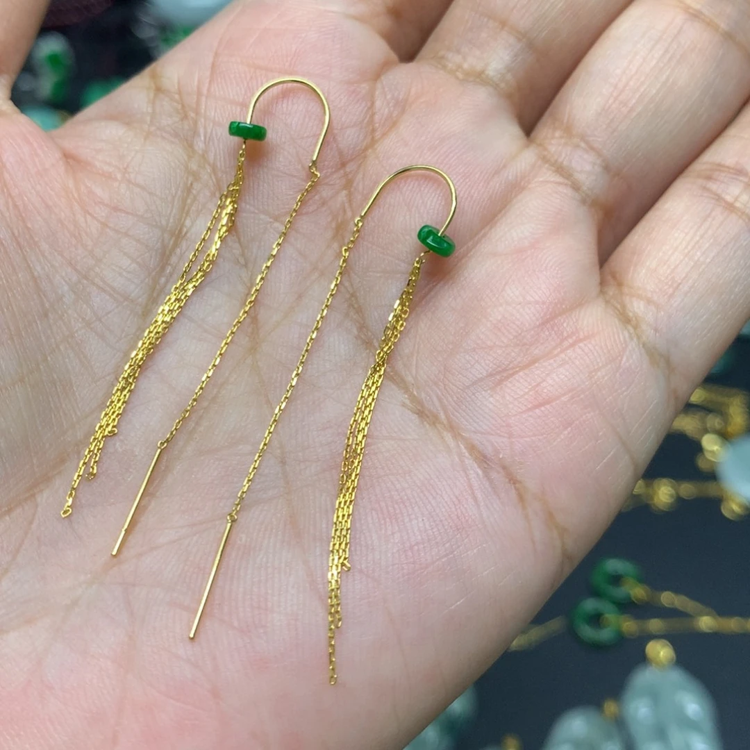 翡翠18K金镶嵌颈饰有纹裂