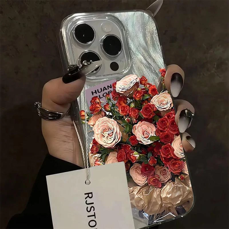 羽纱浪漫玫瑰适用苹果16手机壳iphone15华为oppo小米vivo防摔43