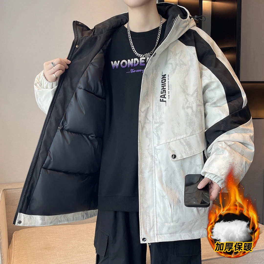 棉衣外套男冬季2025新款宽松防寒棉袄加厚保暖潮流连帽青少年棉服