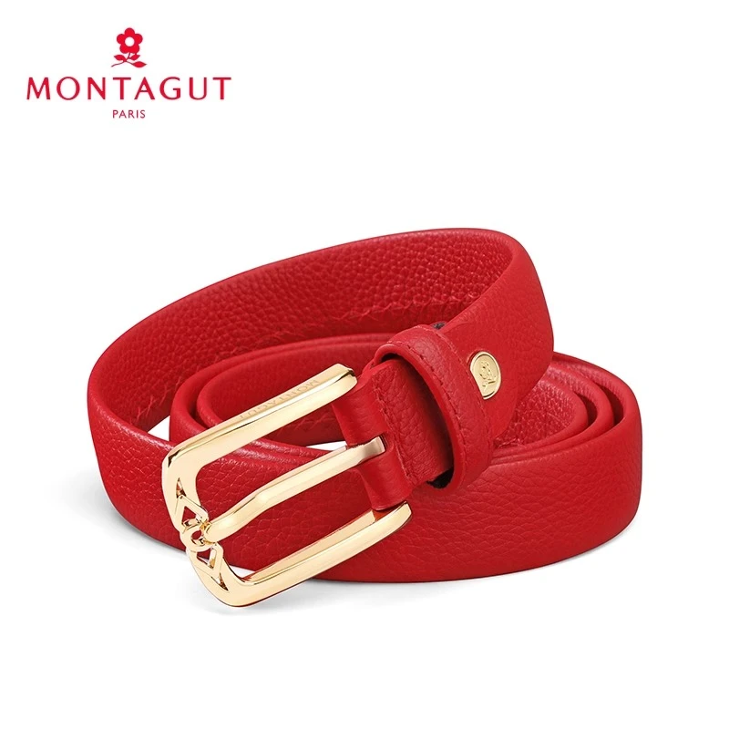 梦特娇皮带女2025新款本命年牛皮针扣双旦礼物送女友真皮女士皮带