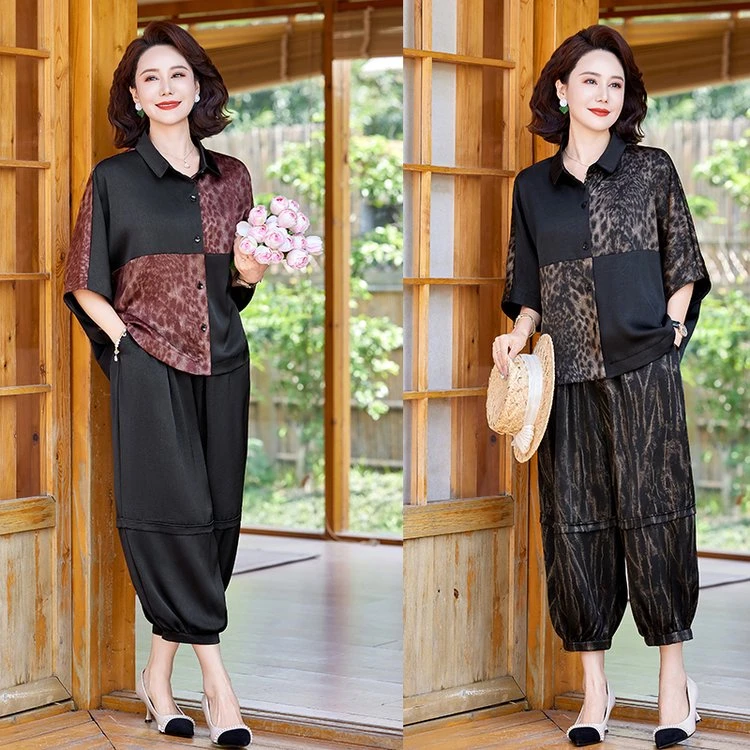 中老年女装优雅气质加肥大码妈妈装洋气时尚休闲夏季复古显瘦减龄