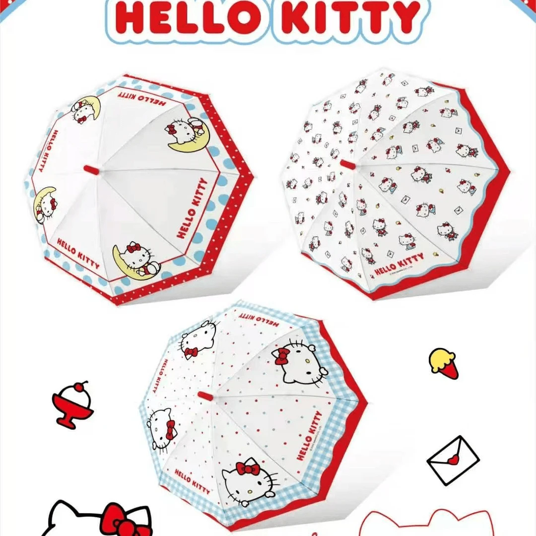 正版凯蒂猫POE磨砂玻纤铁骨雨伞儿童女孩kitty款式不挑