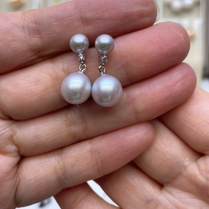 淡水珍珠耳饰银S925镶嵌q****n