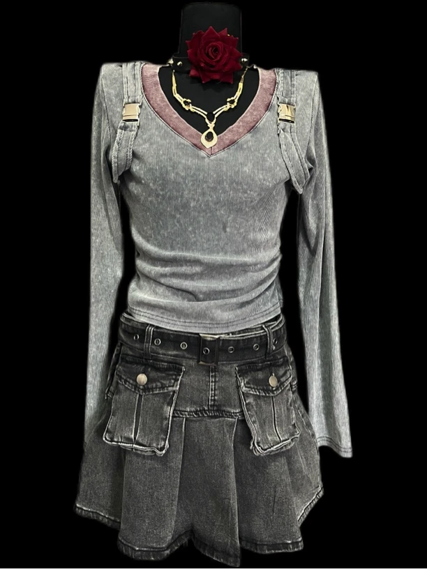 DAJI甜辣狙击春夏辣妹高腰百褶短裙高腰剪裁提拉比例神设计