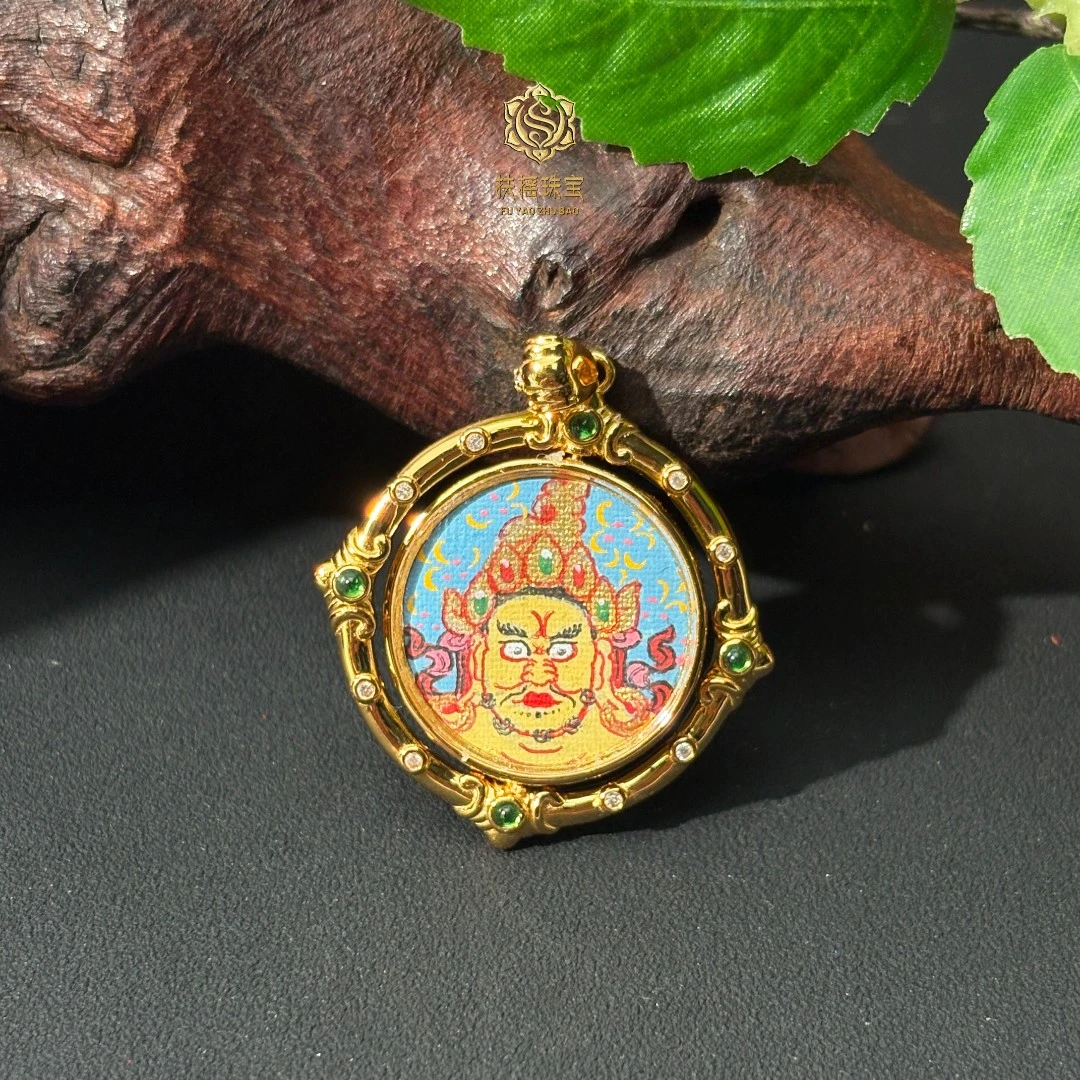 吊坠925银 扶摇臻选|黄黑cc双面圆卡卡吊坠2586