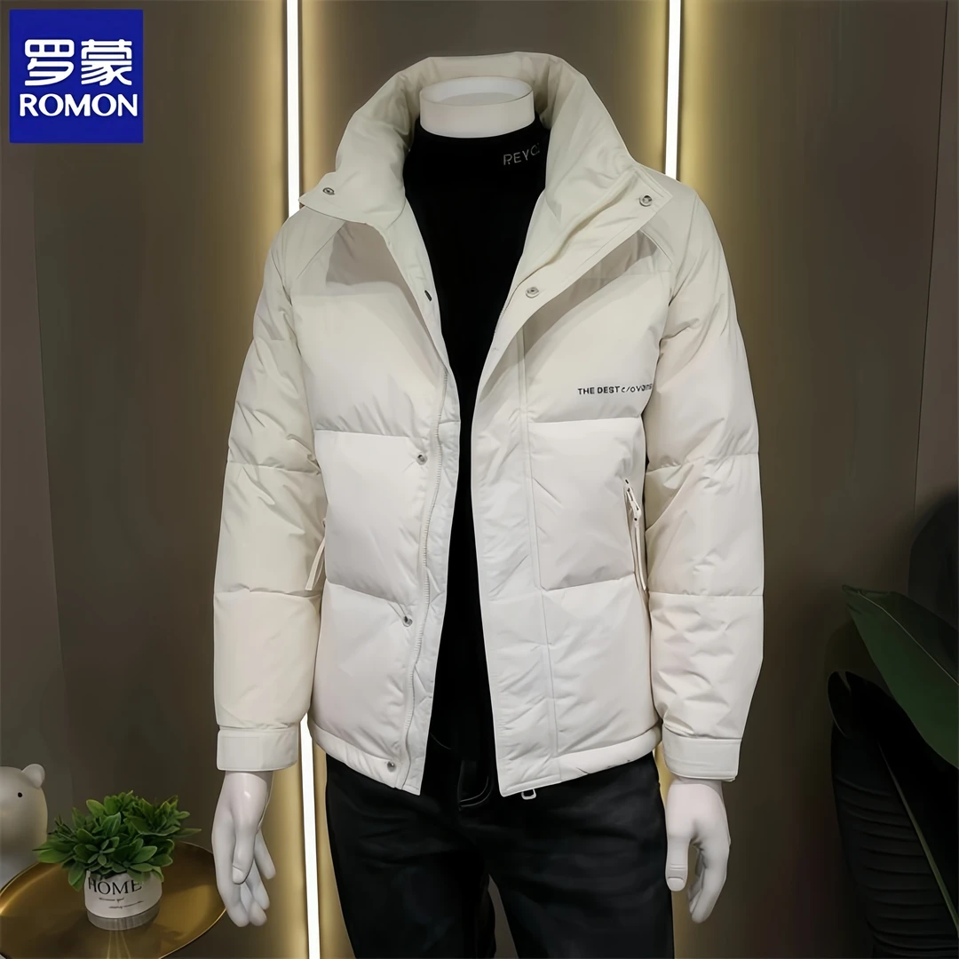 Romon/罗蒙冬季新款羽绒服男士商务时尚休闲潮流立领加厚保暖外套