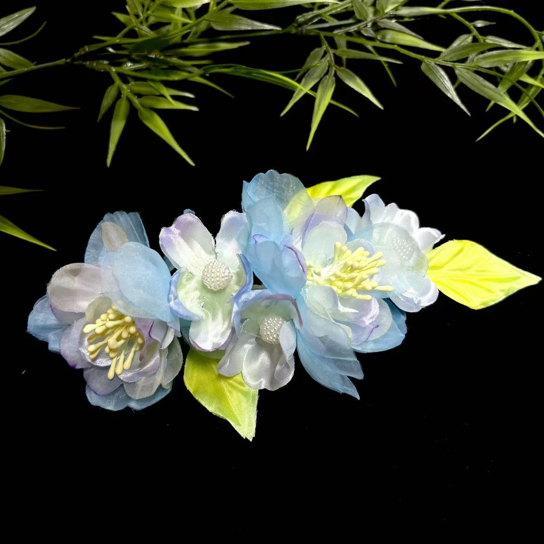 云鬓花古风饰品古装发饰仙气飘飘烫花发夹 青釉蝶兰 汉服头饰B565