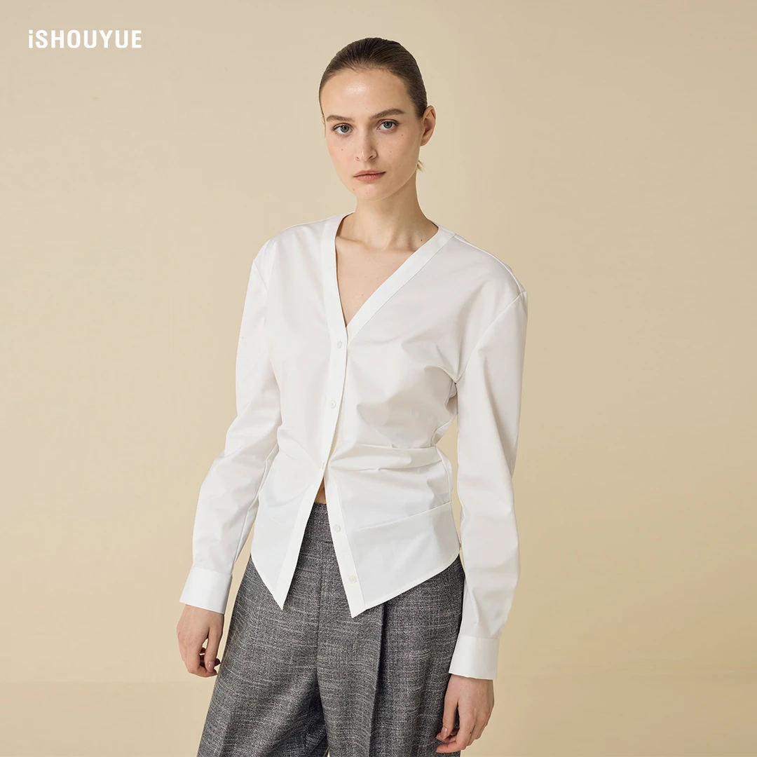iSHOUYUE · 大都会Lady高质感直角肩收腰衬衫原创设计师轻奢衬衫