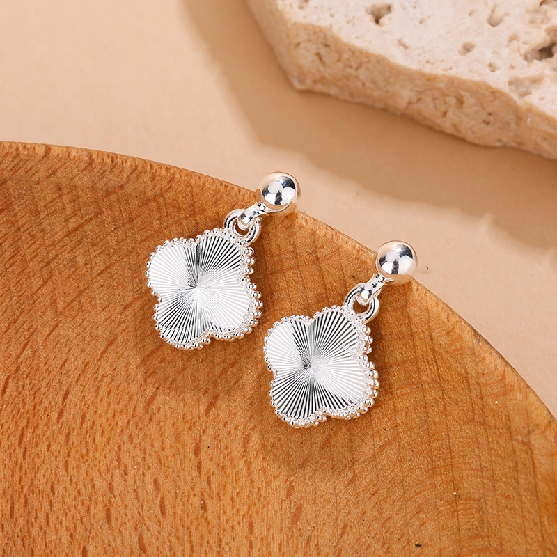 足银耳饰 四叶草新中式小众设计耳坠