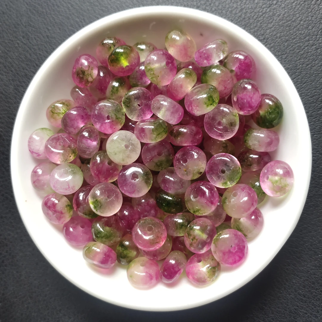 散珠W3275西瓜碧玺算盘8×5MM*30颗