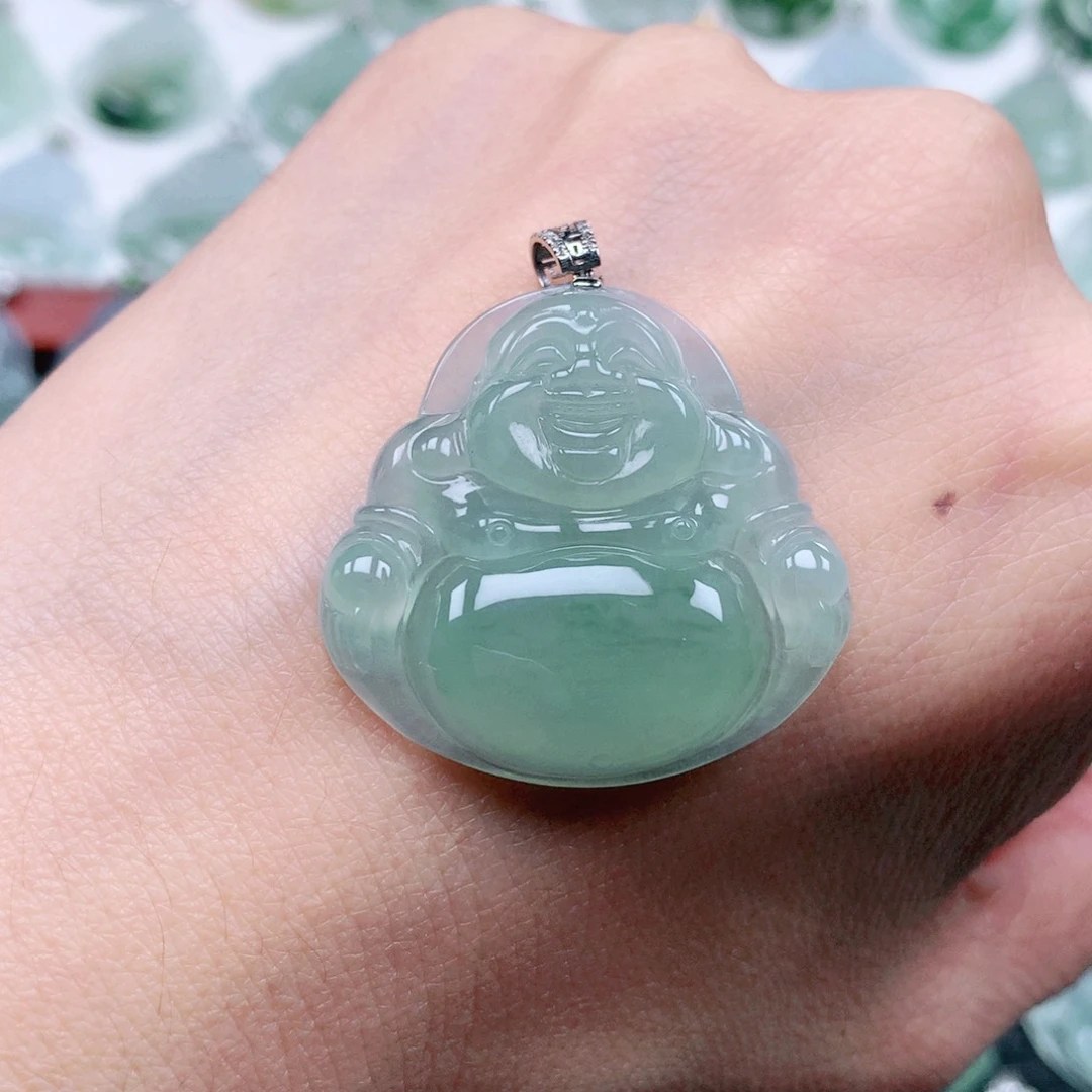 吊坠(不含链)18K金镶嵌翡翠