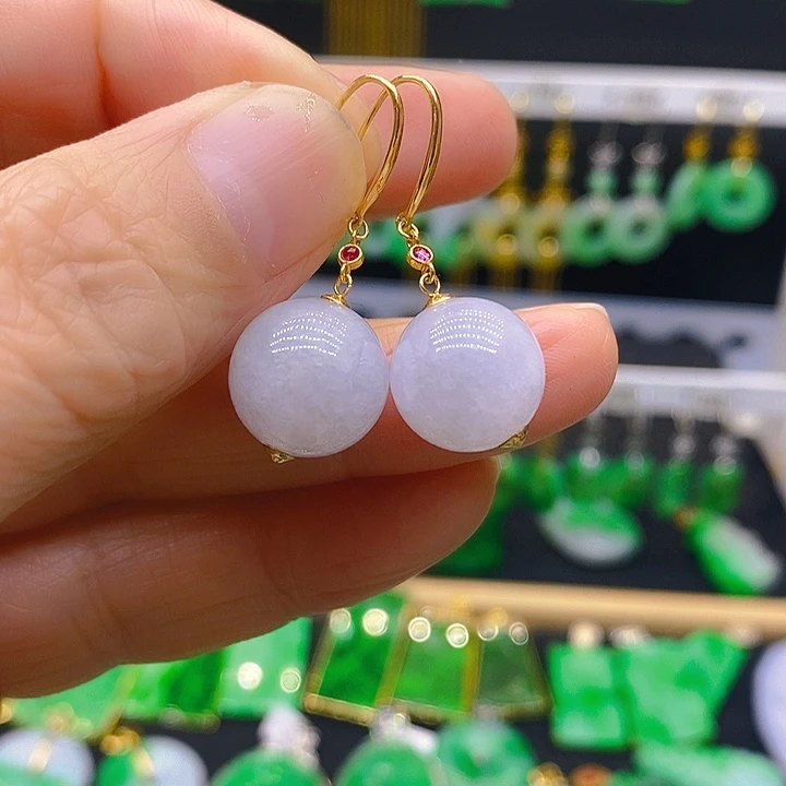 翡翠耳饰18K金镶嵌耳坠