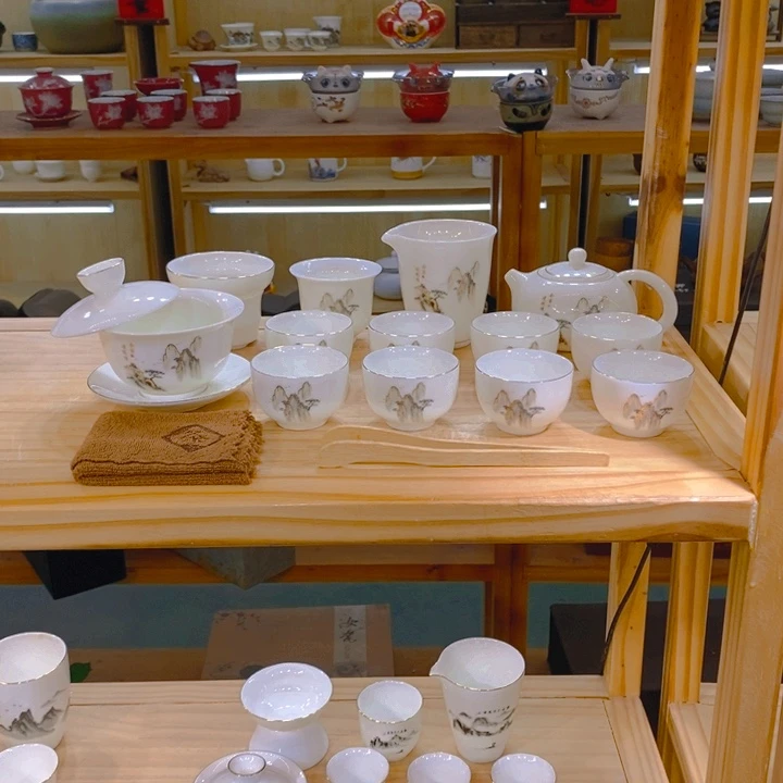 【不止】羊脂玉瓷茶具套装