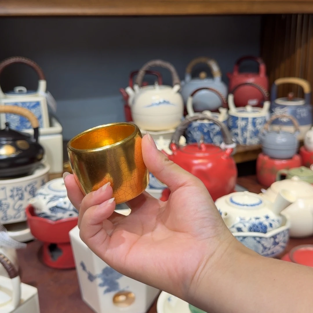 J***露梵山堂陶壶鎏金扳指杯