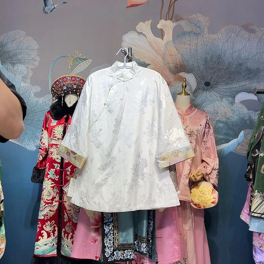 立领斜襟袖口宋锦蚕丝秋冬款包边秋冬款棉服