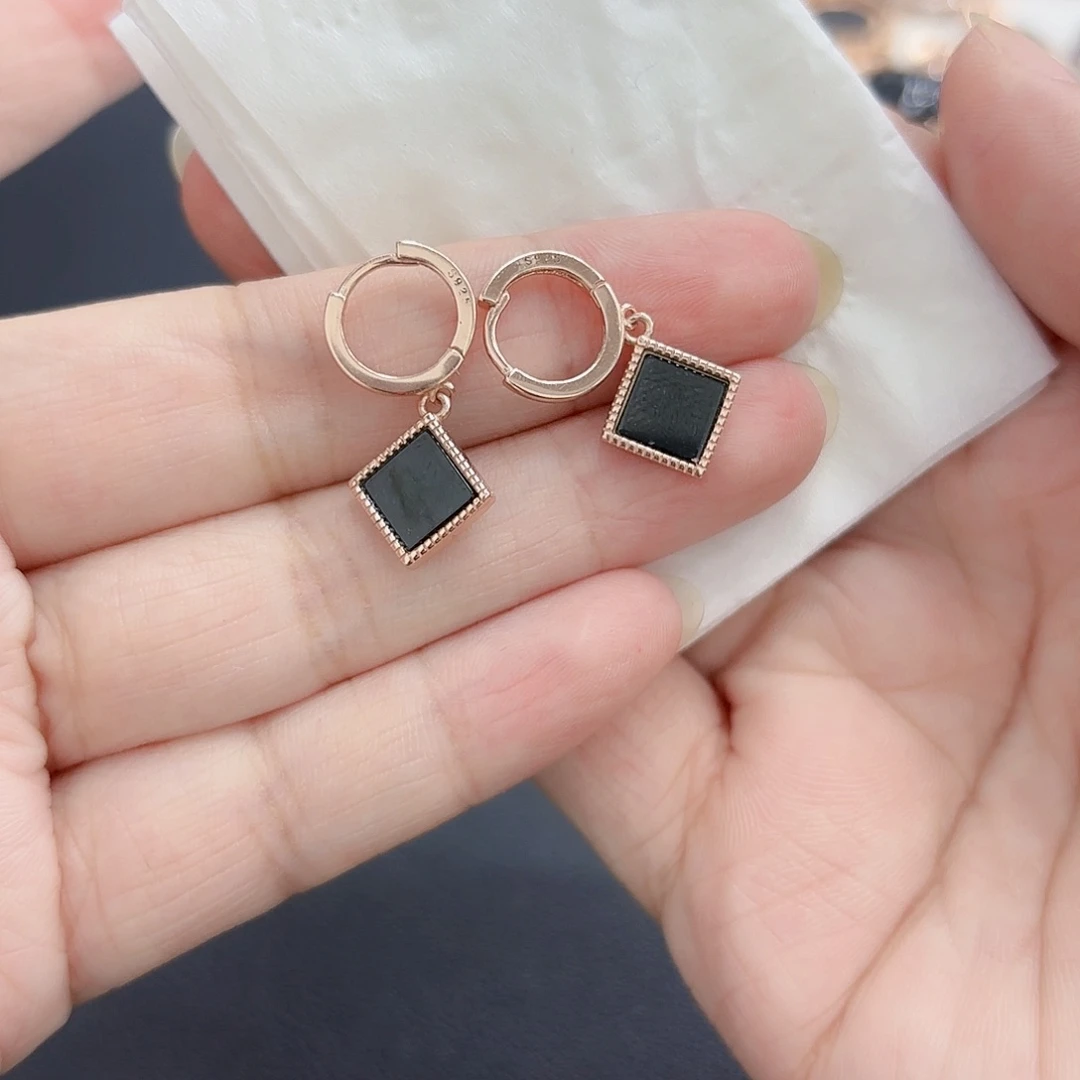翡翠耳饰银S925镶嵌耳饰
