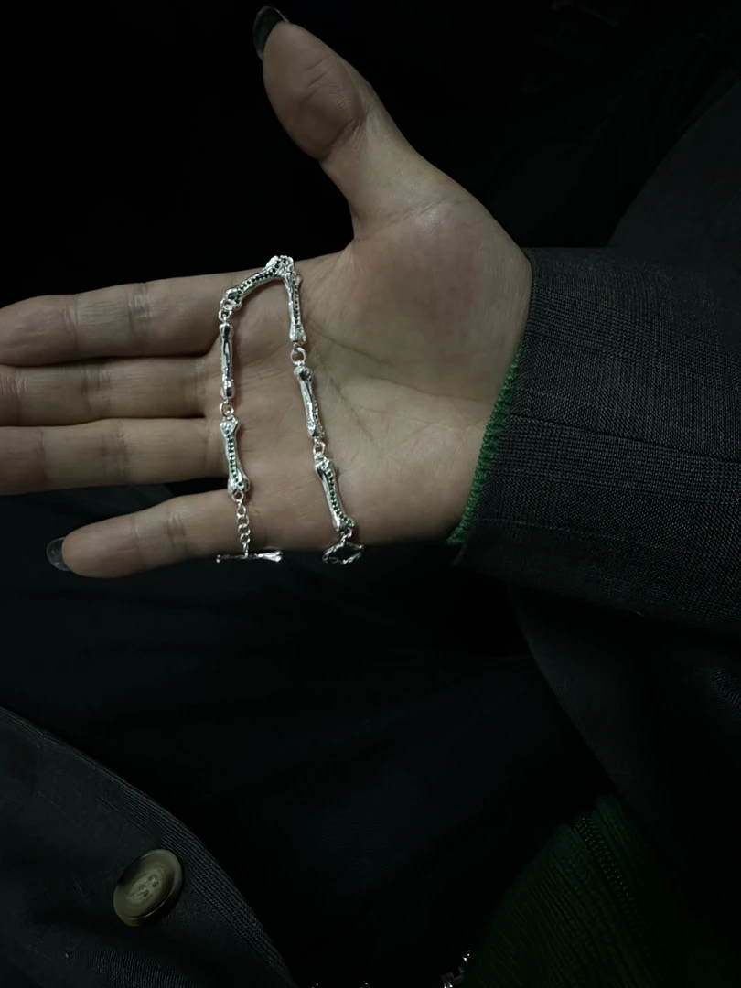合金手链 【涅槃 冰霜神骨手链】奶白神骨绿锆手链嘻哈潮人街头网红