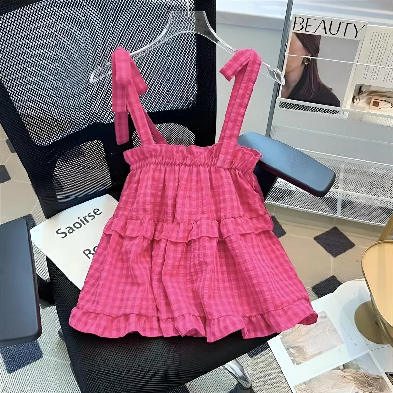 J女童夏季新款时尚格布绑带连衣裙女宝韩版百搭洋气夏款连衣裙X05