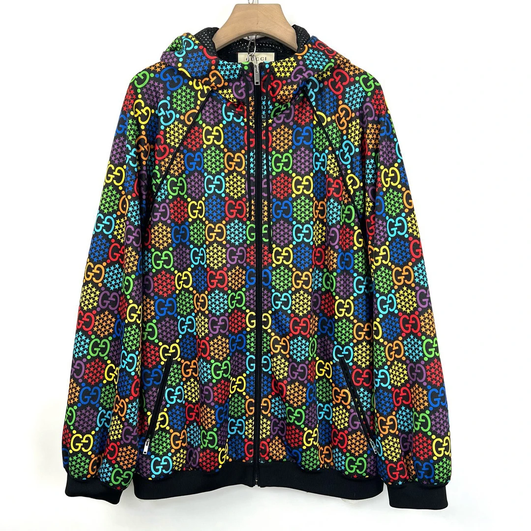 99新 GUCCI/古驰 L码/跳跳糖系列彩色双G满印外套/全新/06462