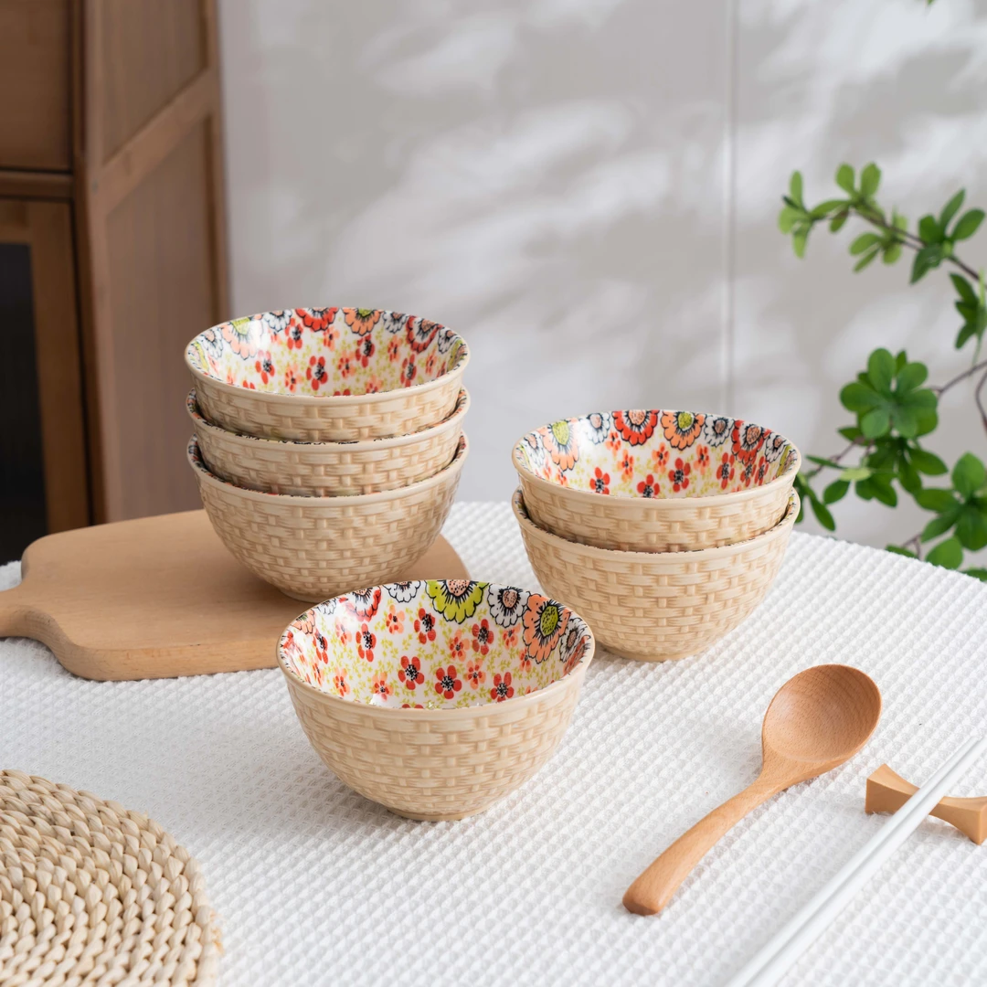 【奶油白】新疆包邮 轻奢家用4.8寸米饭碗奶茶碗6只 松弛感复古欧式