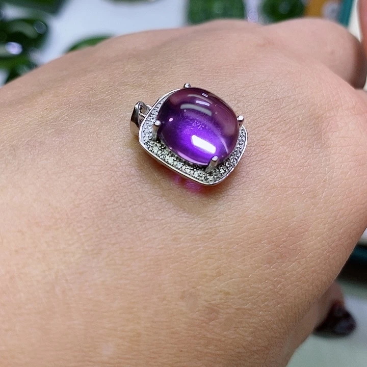 紫晶吊坠银S925镶嵌哲**语