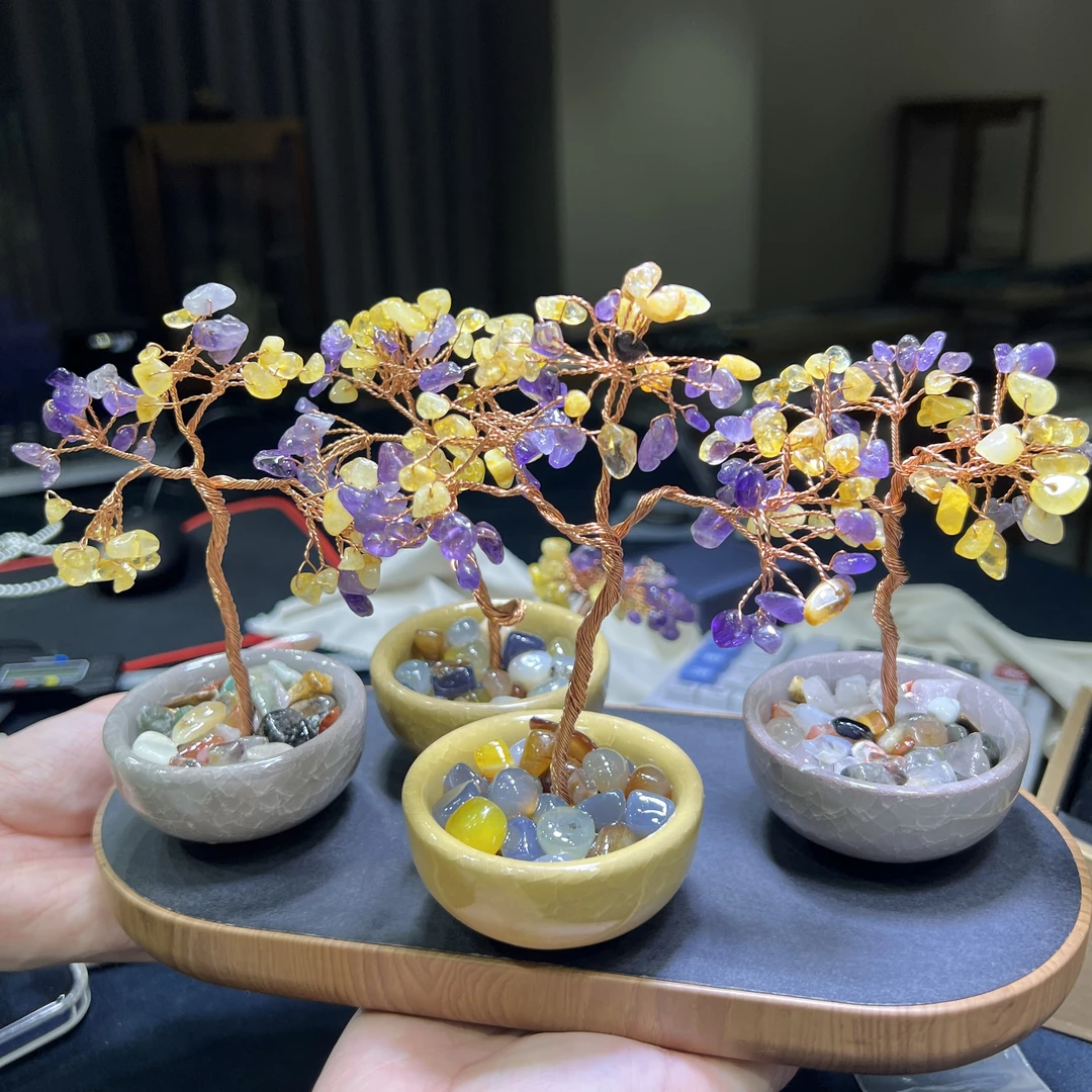 【红旭明玉】双色水晶纯手工工艺摆件时尚轻奢饰品 多样性发一件