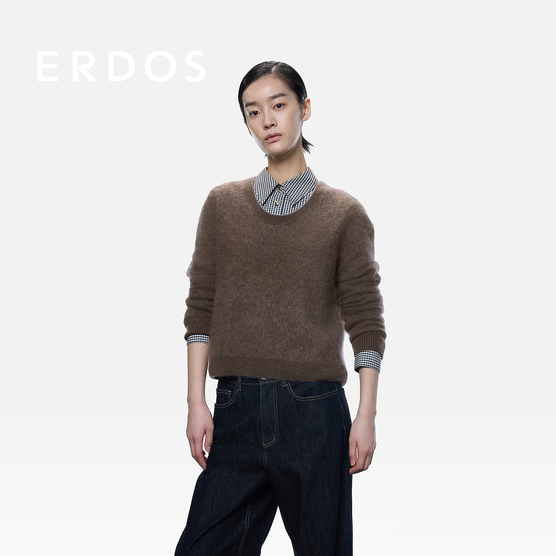 【羊绒拉绒】ERDOS 微生物染宽松套衫【铃兰花语】25年早秋新品