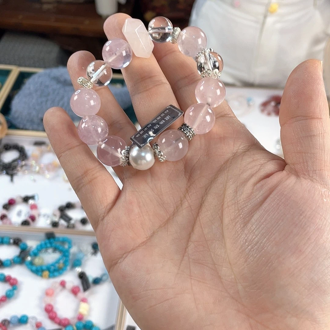 水晶手链银S925镀金镶嵌