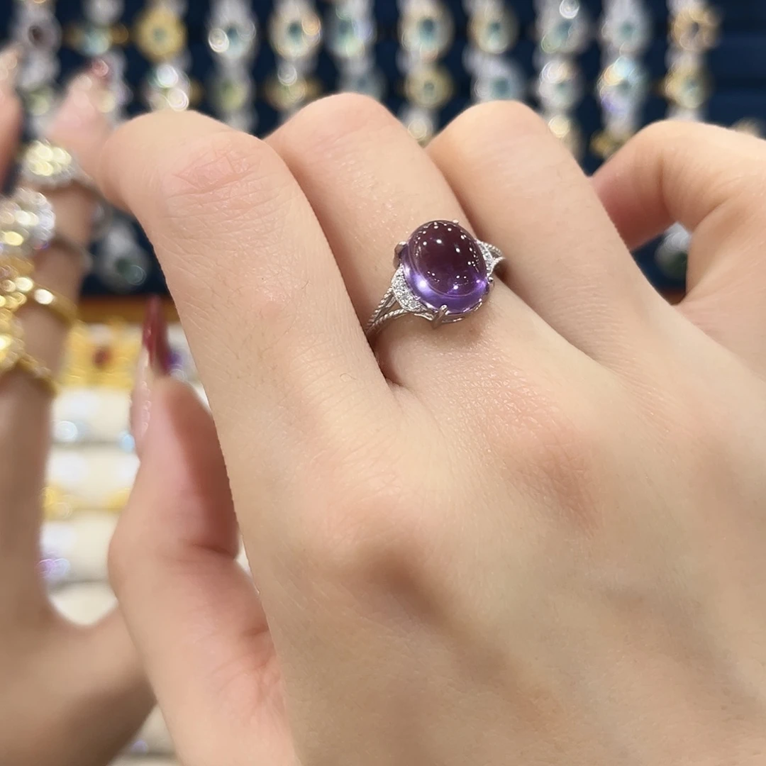 紫晶女款银S925镶嵌戒指