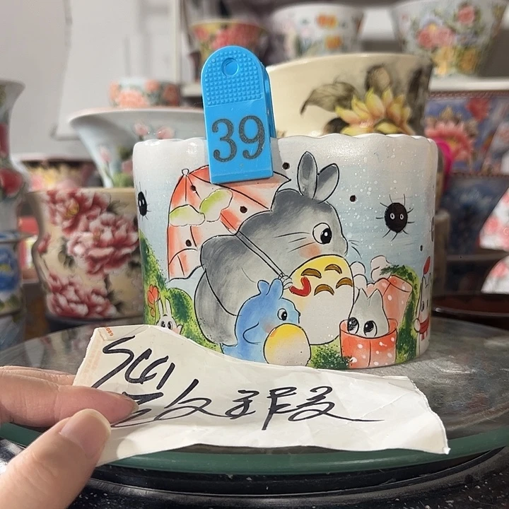 景德镇幸运花盆手绘韩式花盆