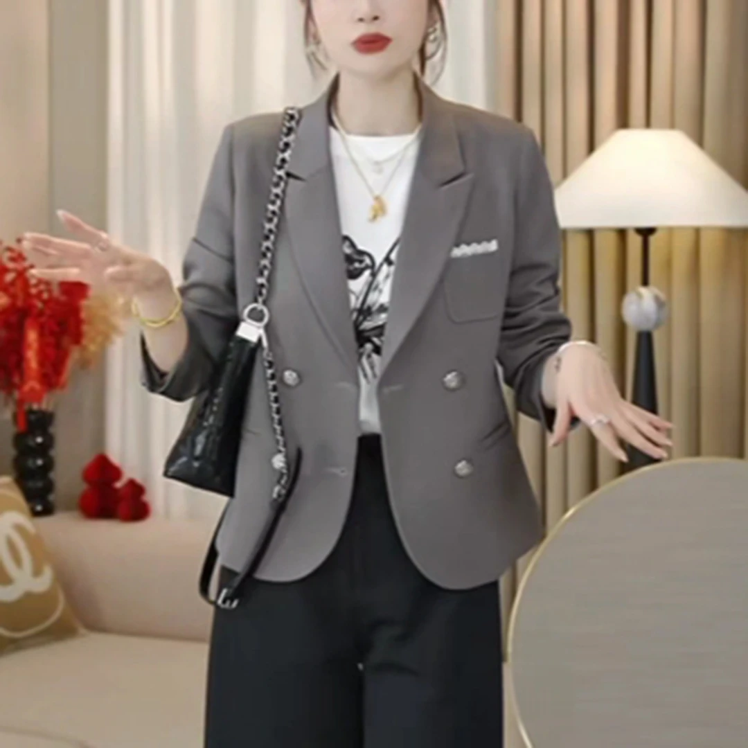 LMENY优等生~智美通勤蕾丝点缀显瘦西装外套2025春秋款式小个子