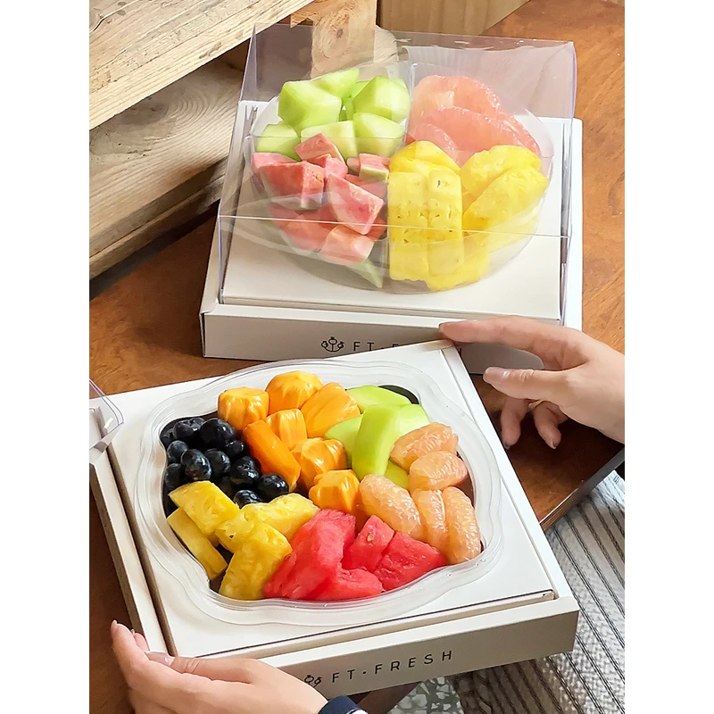 丁峰包装·透明ins风水果切拼盘3-4斤水果包装盒下午茶/茶歇礼盒