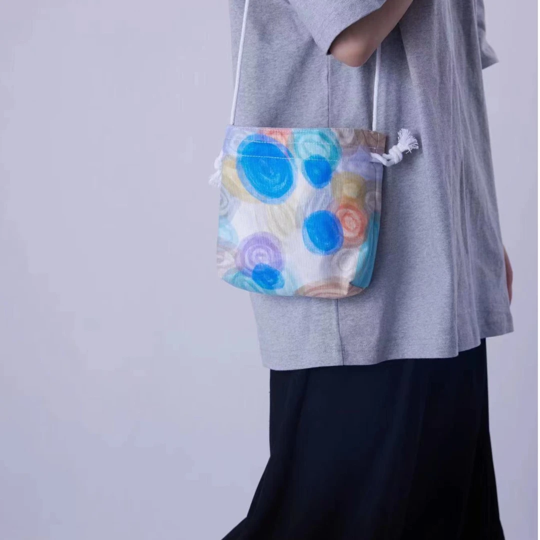 无则艺【长绳包】抽绳小包便携布包长绳包休闲百搭印花轻便学生