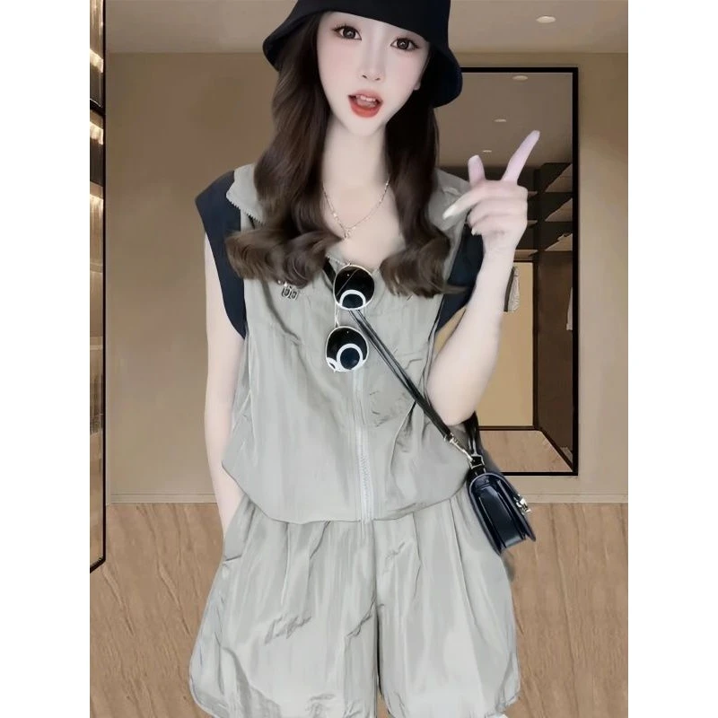 休闲运动套装女夏2025新款时尚洋气减龄短袖+阔腿裤高级感两件套