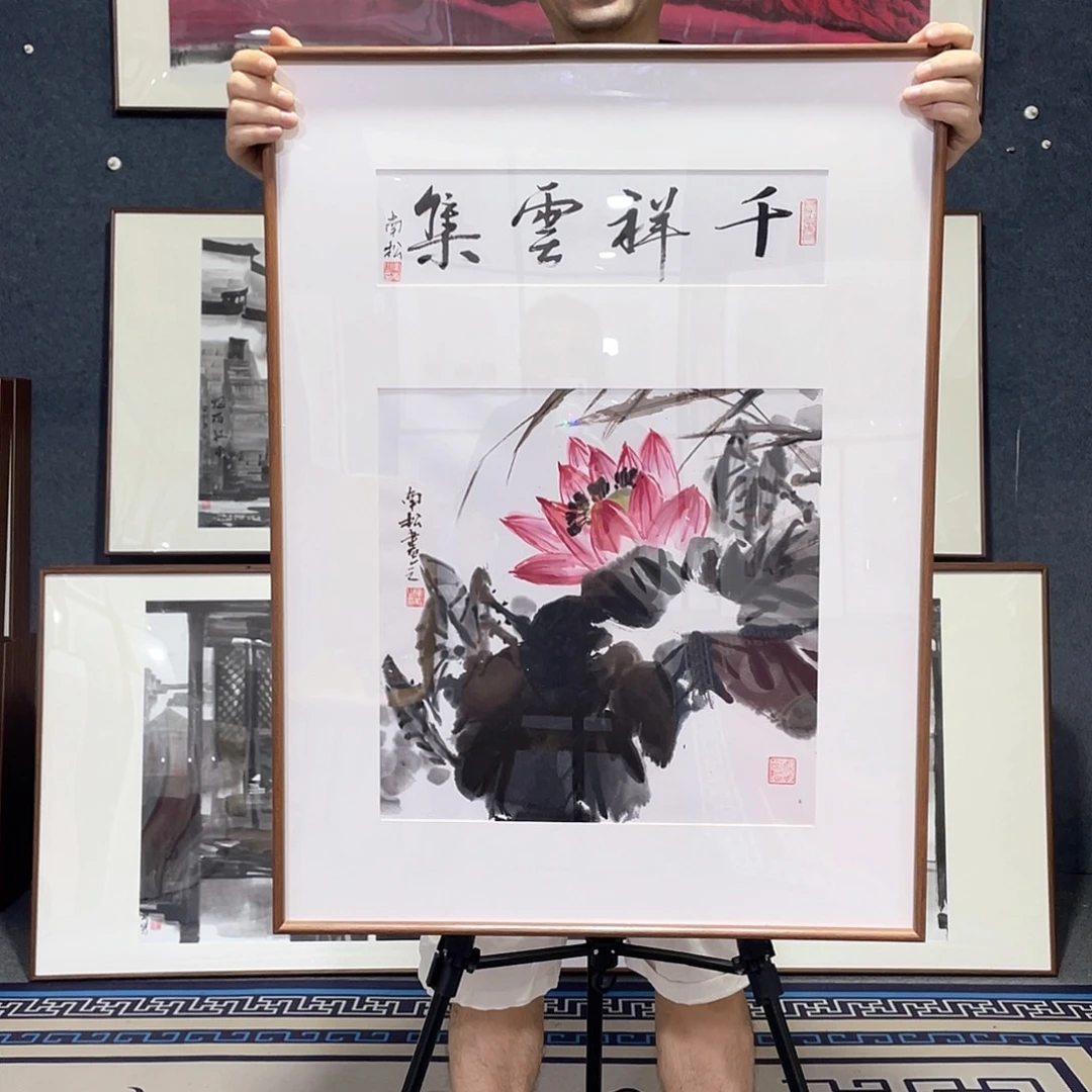 国画手绘画作品带框60/80
