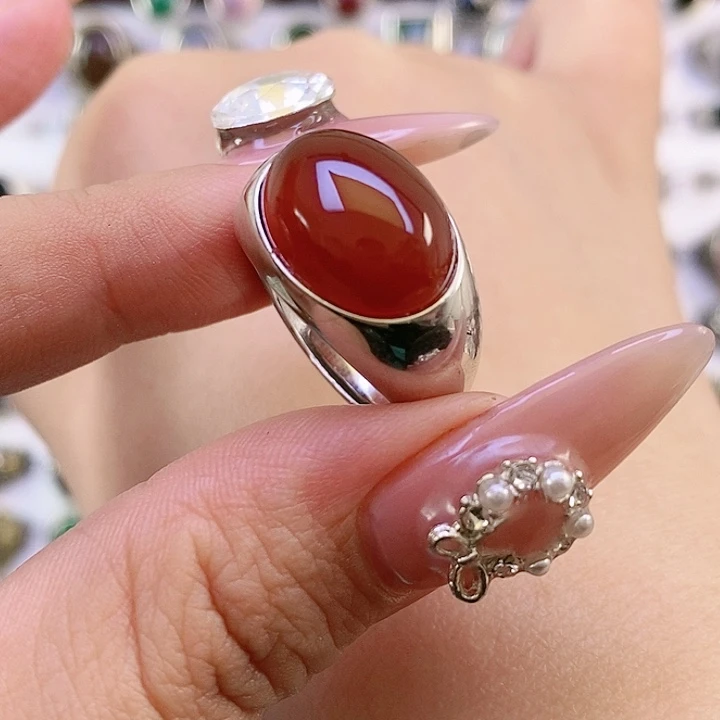 银S925镶嵌戒指玛瑙/玉髓