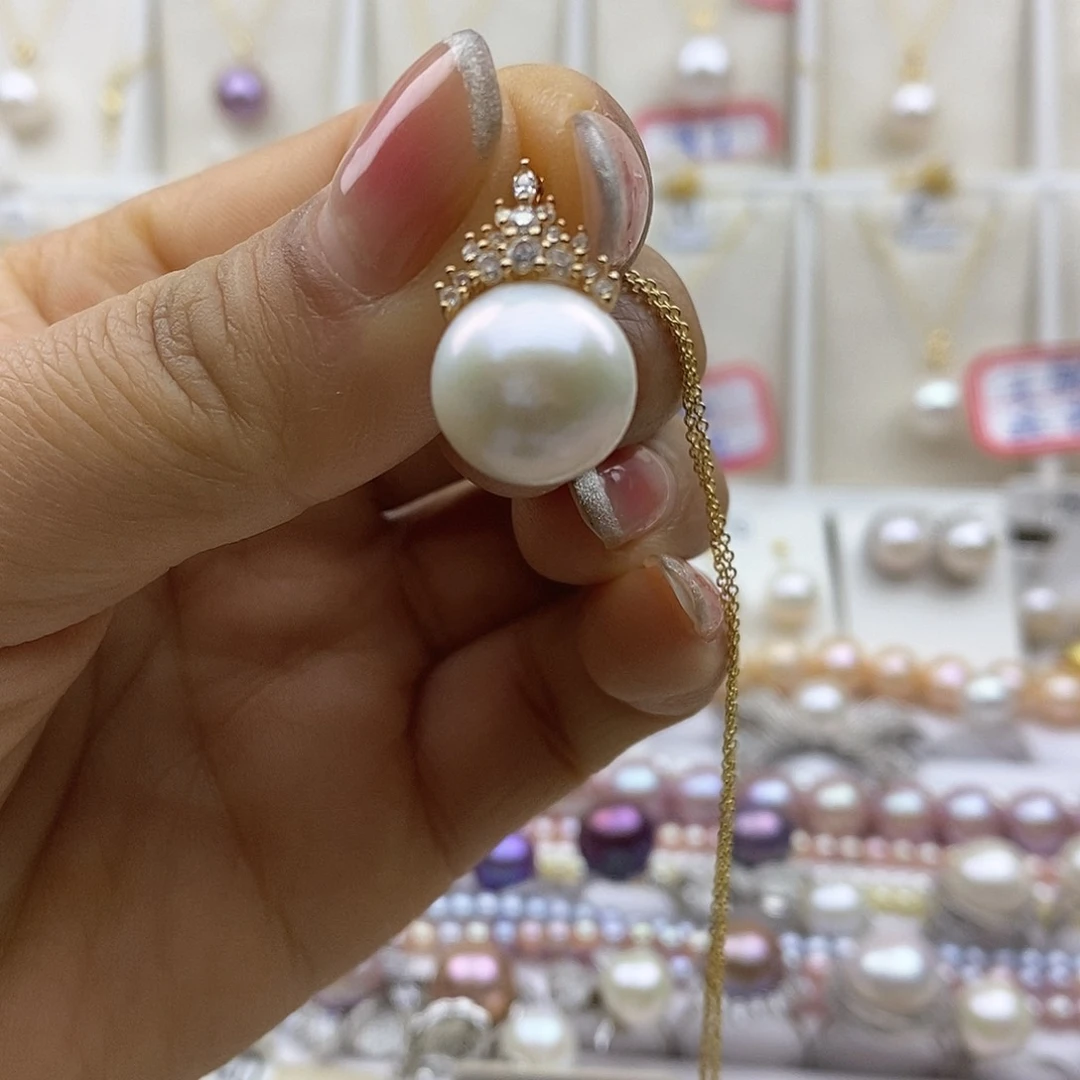 淡水珍珠吊坠(赠链)银S925镶嵌