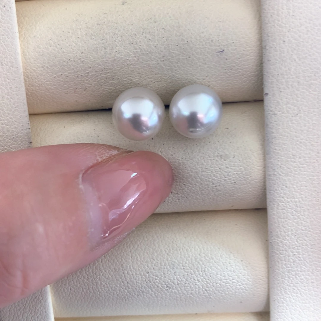 海水珍珠耳饰银S925镶嵌