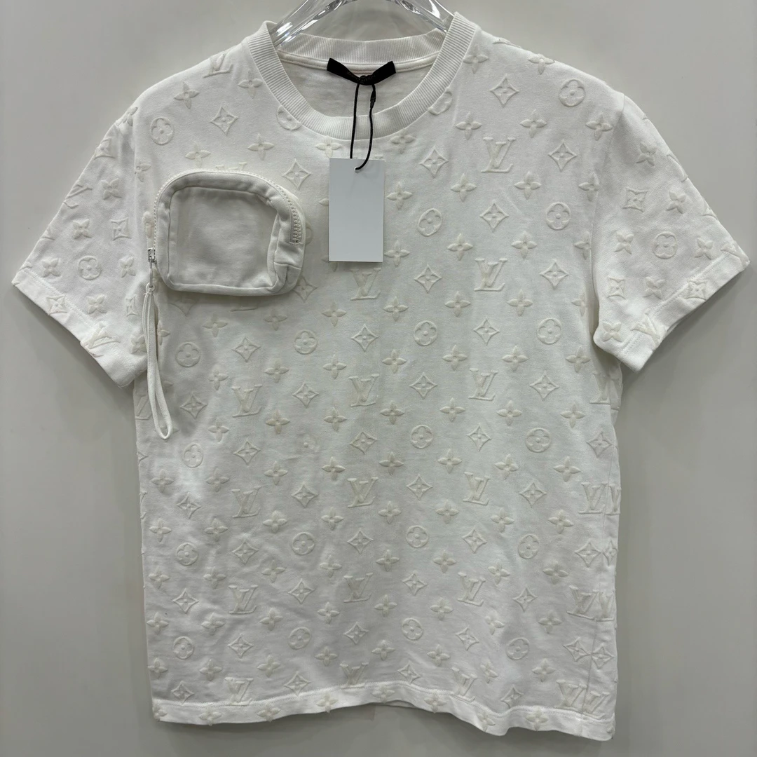 99新 LouisVuitton/路易威登 老花植绒满印圆领短袖/尺码S/7150