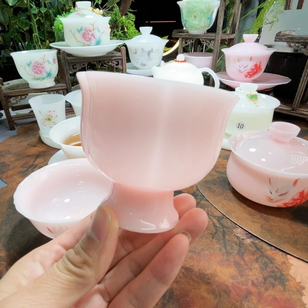 冰晶璞玉粉黛高足花口杯