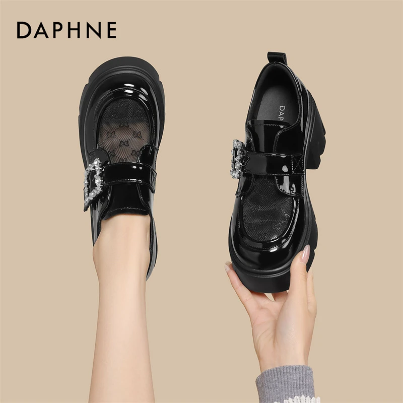 达芙妮百搭粗跟乐福鞋女2025年秋季新款时尚单鞋增高气质小皮鞋