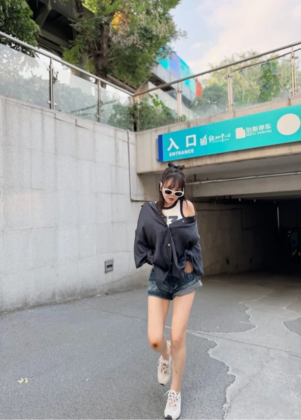 A字花色扎染短裤