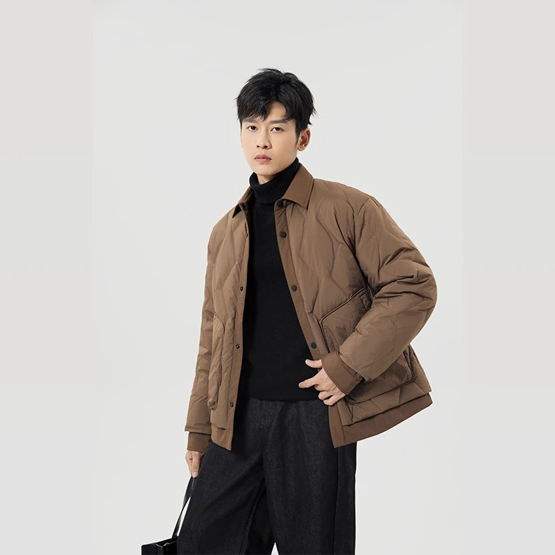 【格一专属】K605新品90白鸭绒菱形格通勤百搭设计师款羽绒服