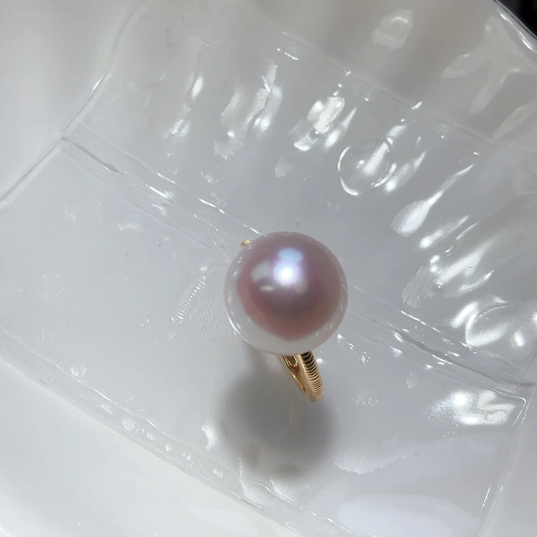 淡水珍珠戒指银S925镶嵌伊*